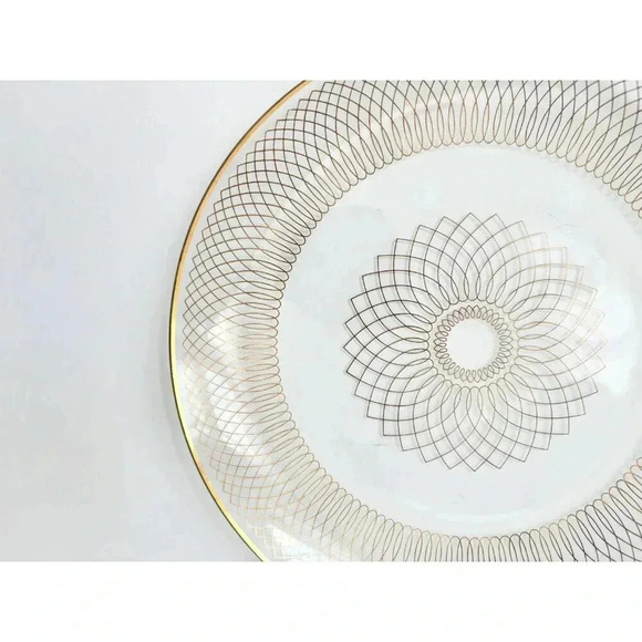 Midcentury Modern Svend Jensen Gold Spirograph Patterned Danish Glass Plate - Picture 6 of 6